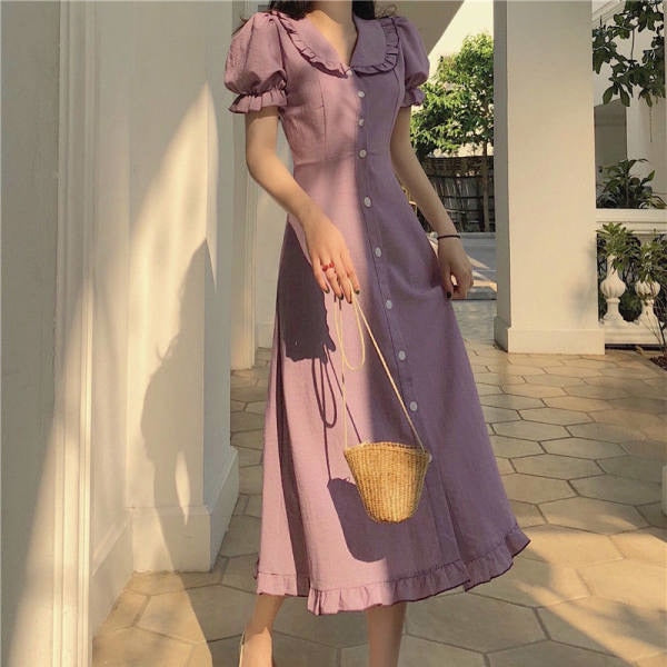 French Style Retro Minority Women  Waist-Tight Maxi Summer Long Party Elegant Office Casual Dress Cloth Vintage Lady Dresses