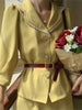 French Style Vintage 2 Piece Sets Vintage Women Suit Pearl Notched Sashes Blazer+ Skirt Elegant Office Lady Chic Suits