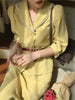 French Style Vintage 2 Piece Sets Vintage Women Suit Pearl Notched Sashes Blazer+ Skirt Elegant Office Lady Chic Suits