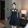 French Vintage Dress Women Fairy Elegant Chic Lace Hollow Out Sexy Mini Party Dress Female One Piece Dress Korea Autumn 2022