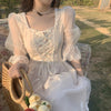 French Vintage Midi Dress Women Lace Elegant Princess Party Fairy Dress Female 2022 Autumn Casual Korean Wedding Victorian Dress