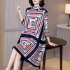 French high-end print Miyake pleated dress spring 2023 loose plus size age-reducing mother women's dress
