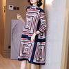 French high-end print Miyake pleated dress spring 2023 loose plus size age-reducing mother women's dress