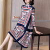 French high-end print Miyake pleated dress spring 2023 loose plus size age-reducing mother women's dress