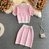 French plaid knit suit skirt 2022 summer slim shirt skirt Western style small two-piece suit