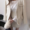 French retro beaded long-sleeved tweed cardigan jacket + high waist bag hip skirt suit women woman skirts