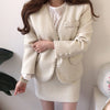 French retro beaded long-sleeved tweed cardigan jacket + high waist bag hip skirt suit women woman skirts