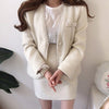 French retro beaded long-sleeved tweed cardigan jacket + high waist bag hip skirt suit women woman skirts