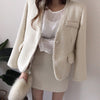 French retro beaded long-sleeved tweed cardigan jacket + high waist bag hip skirt suit women woman skirts