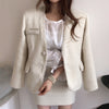 French retro beaded long-sleeved tweed cardigan jacket + high waist bag hip skirt suit women woman skirts