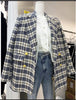 French woolen double-breasted plaid loose blazer women winter thick tweed temperament small suit