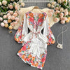 Full Garden Spring Collection 2022 Spring Explosive Set Two-piece Palace Style Puff Sleeve Shirt + Wide Leg Shorts