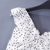 Fungus Short Sling V-neck Drawstring Shirts Sweet Ruffled Polka Dots Pleated Blouses Slim Tank Short Butterfly Sleeve Crop Tops