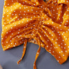 Fungus Short Sling V-neck Drawstring Shirts Sweet Ruffled Polka Dots Pleated Blouses Slim Tank Short Butterfly Sleeve Crop Tops