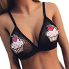 Funny Lovely Women Girl Crop Top Floral Embroidery Bralette Cute Ice Cr Rainbow Female Bra Strappy Triangle Unpadded Lingerie