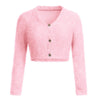 Furry  Pink Sweater Women Fashion V-neck Long Sleeve Casual button Crop kardigan 2019 Autumn Winter Popular Women's Cardigan