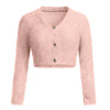 Furry  Pink Sweater Women Fashion V-neck Long Sleeve Casual button Crop kardigan 2019 Autumn Winter Popular Women's Cardigan