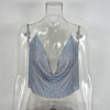 Crystal Diamond Sexy Backless Women Crop Tops Halter Tank Camis Cropped Bra Crop Top Strap Lady Party Vest T Shirt