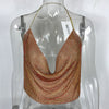 Crystal Diamond Sexy Backless Women Crop Tops Halter Tank Camis Cropped Bra Crop Top Strap Lady Party Vest T Shirt