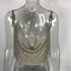 Crystal Diamond Sexy Backless Women Crop Tops Halter Tank Camis Cropped Bra Crop Top Strap Lady Party Vest T Shirt