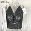 Sexy Backless Sequins Women Crop Tops Halter Tank Camis Summer Cropped Bra Crop Top Strap Ladies Party Vest Blusa