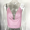 Sexy Backless Sequins Women Crop Tops Halter Tank Camis Summer Cropped Bra Crop Top Strap Ladies Party Vest Blusa