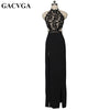 GACVGA Sexy Women Sleeveless Summer Dress Halter Neck Lace Crochet Evening Maxi Long Dress Backless Beach Party Dresses Vestido