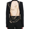 GALCAUR Back Patchwotk Metal Chain Women's Blazer Coat Lapel Collar Long Sleeve Hollow Out  For Female Causal Coat Fashiont Tide