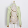 GALCAUR Back Patchwotk Metal Chain Women's Blazer Coat Lapel Collar Long Sleeve Hollow Out  For Female Causal Coat Fashiont Tide