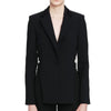 GALCAUR Back Patchwotk Metal Chain Women's Blazer Coat Lapel Collar Long Sleeve Hollow Out  For Female Causal Coat Fashiont Tide