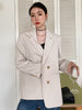 GALCAUR Beige Blazers For Women Notched Long Sleeve Patchwork Pocket Casual Slim Blazer Female Autumn Clothing 2023 New
