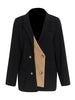 GALCAUR Korean Black Hit Color Blazer For Women Notched Collar Long Sleeve Loose Patchwork Blazers Female 2022 Spring Clothing