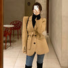 GALCAUR Korean Casual Blazers For Women Notched Collar Long Sleeve Sashes Solid Coats Female Autumn Clothing 2022 Style