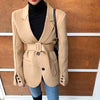 GALCAUR Korean Casual Blazers For Women Notched Collar Long Sleeve Sashes Solid Coats Female Autumn Clothing 2022 Style