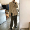 GALCAUR Korean Straight Casual Blazers For Women V Neck Long Sleeve Single Breasted Solid Blazer Female Clothing 2022
