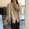 GALCAUR Korean Straight Casual Blazers For Women V Neck Long Sleeve Single Breasted Solid Blazer Female Clothing 2022