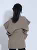 GALCAUR Off Shoulder Blazer Coats For Female Lapel Collar Long Sleeve High Waist Loose Solid Color Women's Casual Coat Fashion