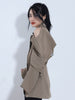 GALCAUR Off Shoulder Blazer Coats For Female Lapel Collar Long Sleeve High Waist Loose Solid Color Women's Casual Coat Fashion