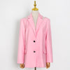 GALCAUR Patchwork Diamond Blazer Coats For Female Lapel Collar Long Sleeve Back Hollow Out High Waist Loose Women's Casual Coat