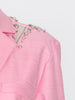 GALCAUR Patchwork Diamond Blazer Coats For Female Lapel Collar Long Sleeve Back Hollow Out High Waist Loose Women's Casual Coat