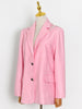GALCAUR Patchwork Diamond Blazer Coats For Female Lapel Collar Long Sleeve Back Hollow Out High Waist Loose Women's Casual Coat