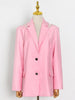 GALCAUR Patchwork Diamond Blazer Coats For Female Lapel Collar Long Sleeve Back Hollow Out High Waist Loose Women's Casual Coat