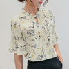 Chiffon Print Ruffles Sleeved Blusas Work Shirts For Womens Elegant Half Sleeve Blouses Plus Size Female Summer Tops