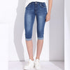 Plus Size Skinny Capris Jeans Woman Female Stretch Knee Length Denim Shorts Jeans Pants Women With High Waist Summer