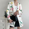 GCAROL Women Floral Fruits Printed White Suit Single-breasted Fresh Casual Sweet Multi-occasion Blazer Spring Autumn Outwear