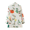 GCAROL Women Floral Fruits Printed White Suit Single-breasted Fresh Casual Sweet Multi-occasion Blazer Spring Autumn Outwear