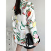 GCAROL Women Floral Fruits Printed White Suit Single-breasted Fresh Casual Sweet Multi-occasion Blazer Spring Autumn Outwear