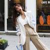 Women Blazer Striped Spliced Linen Suits Patchwork Single Breasted Womens Blazers Long Sleeve Asymmetry SuitCoat Autumn