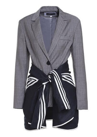 Women Suit Blazer Striped Bangage False 2 Blazers Long Sleeve Single Breasted Suit Coat All Match Woman Tops Autumn New