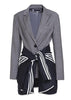 Women Suit Blazer Striped Bangage False 2 Blazers Long Sleeve Single Breasted Suit Coat All Match Woman Tops Autumn New